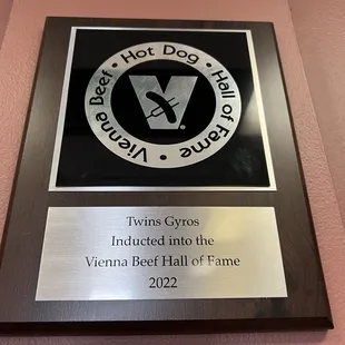 Twins Gyros is a member of the Vienna Beef Hall of Fame!!!