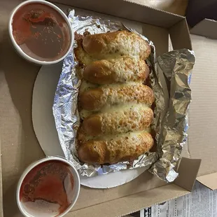 Garlic bread YUM!  The flight-BLT, Local, &amp; Cup&amp;Char Hot Honey. Winner: Cup&amp;Char Hot Honey! Unique! Try something new, it may surprise you.