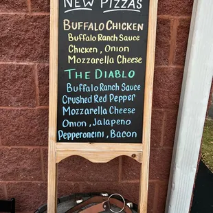 a menu on a blackboard