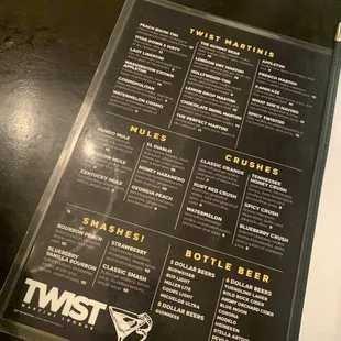 Drink menu