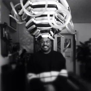 Jumbo balloon hat for Clark the birthday jazz man!