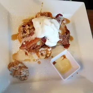 Chicken and Waffles. So good! That candied bacon!