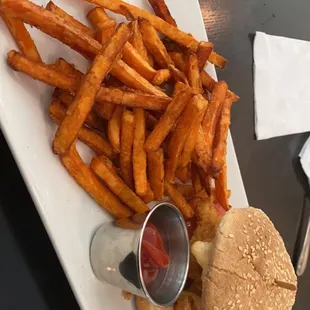 Fried Shrimp Burger with Fries