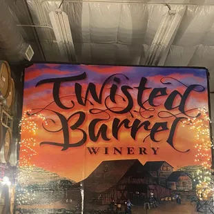 a sign for twisted barrel winery