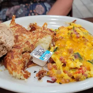 Scramble with a dessert biscuit