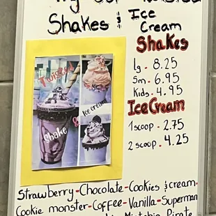 Menu - Twisted Shakes and Ice cream