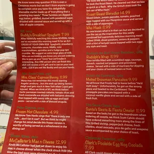 Christmas in July menu