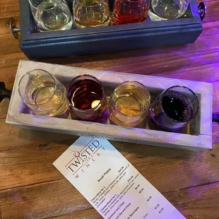 a flight of different wines