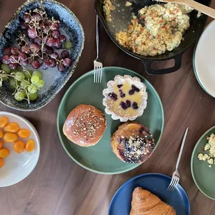 Butter croissant, maple pecan doughnut, marionberry flan, blueberry cruff puff