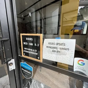 New hours. Please update on Yelp.