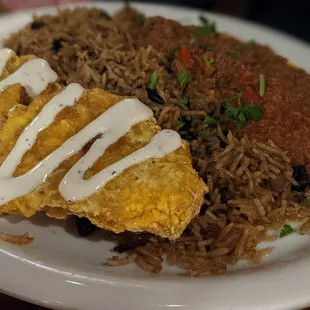 a plate of mexican food