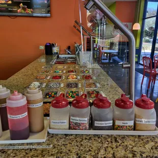 a variety of condiments