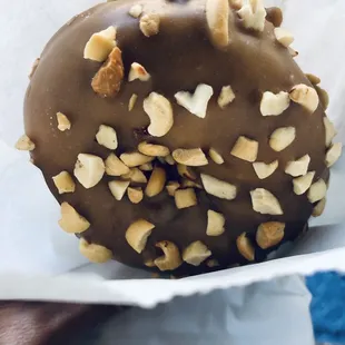 Maple donut with peanuts
