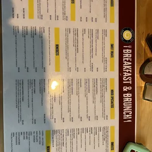 a menu for a restaurant