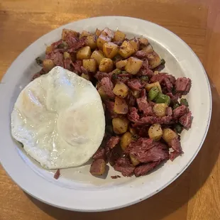 Home-made corn beef hash.