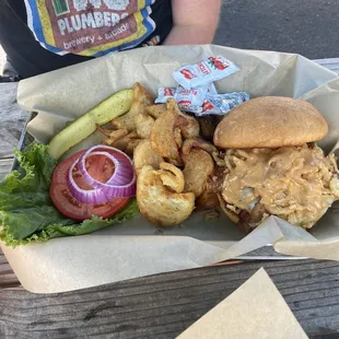 Elk burger with antler fries
