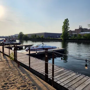 a boat tied to a dock