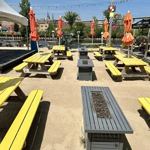 Outdoor patio along the river