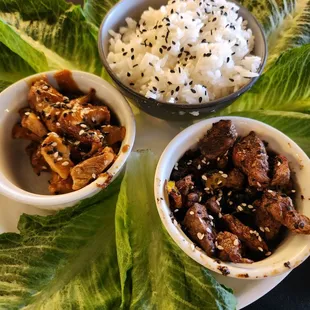 Chicken with peanut sauce and meat