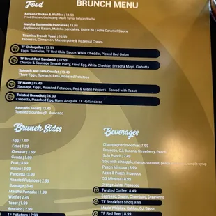 Brunch menu