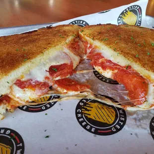 Pepperoni grilled cheese. Definitely don&apos;t skimp on the filling!