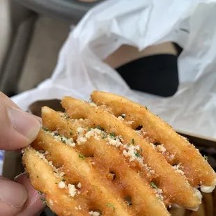 Parmesan garlic waffle fries