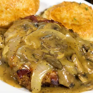 Pork Chop Marsala with Pierogi