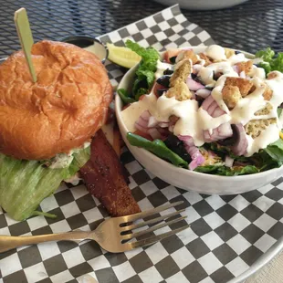 Big Kahuna Huli Huli chicken Sandwich and EXCELLENT side salad