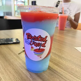 You can mix your daiquiri however you like. This customer decided to mix Hurricane and Deja Blue and boy was it the perfect drink!