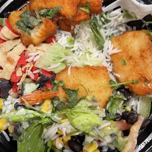 Fried shrimp and fish bowl