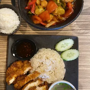 Fried Chicken Garlic Rice and Thai Sweet and Sour