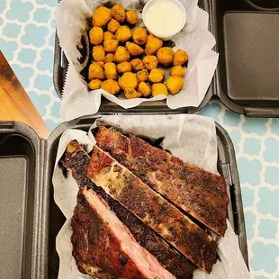 Fried okra &amp; Half rack ribs