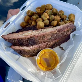 3-bone Ribs and fried okra