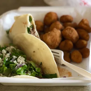 Brisket &amp; Blue Tacos with Fried Okra