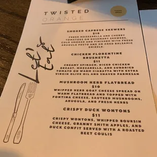 Tapas Menu