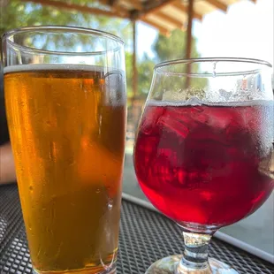 Ghost Face Killah beer (left) and Twisted Switchel kombucha (right)