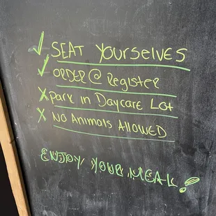 a menu written on a chalkboard