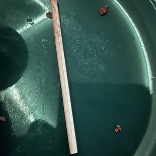 Wooden stick, skewer in plant based food
