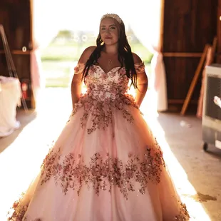 Birthday girl doing a photo shoot at her Quince!