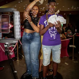 Guests using our 360 video booth!