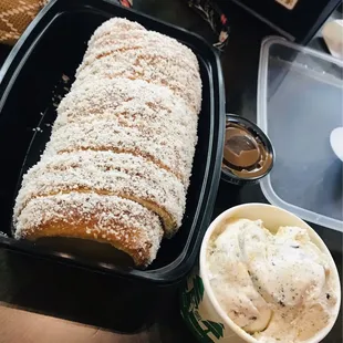 The original chimney cake - ice cream on side(which was free w/ coupon on their website)