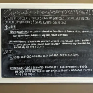 Cupcake menu