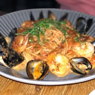 Seafood Diablo Spaghetti