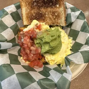 Southwest omelette with wheat toast