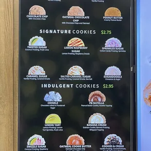 Main Menu for cookies