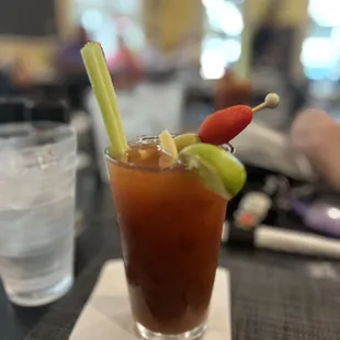 a bloody drink on a napkin