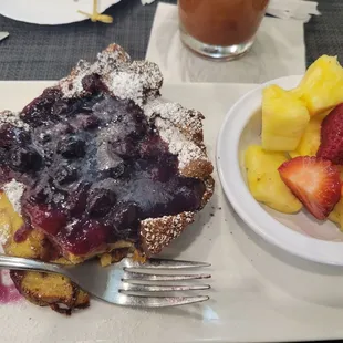 Blueberry Twisted Toast and fresh fruit