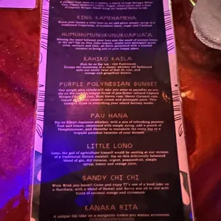 a menu on a table
