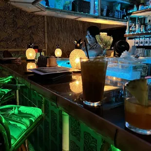 Inside the speakeasy tiki bar