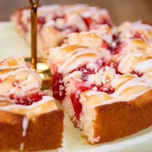 Gramma Dee's dark cherry kuchen, a sweet cake with streusel and royal icing
